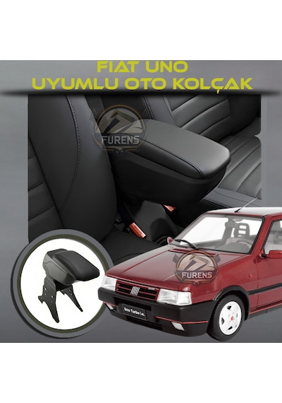 Fiat Uno Uyumlu Kol Dayama Ve Kolçak Sürgülü Bardaklıklı Ayarlanabilir Siyah Deri