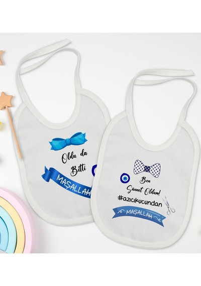 BK Kids Sünnet Tasarımlı 2’li Beyaz Mama Önlüğü-1 Beyaz