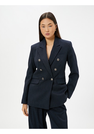 Koton Blazer Ceket Kruvaze Düğmeli Kapaklı Cepli Lacivert Çizgili 4sak50055uw 4SAK50055UW7S0 Lacivert Koton Blazer Ceket Kruvaze Düğmeli Kapaklı Cepli Lacivert Çizgili 4sak50055uw 4SAK50055UW7S0 Lacivert