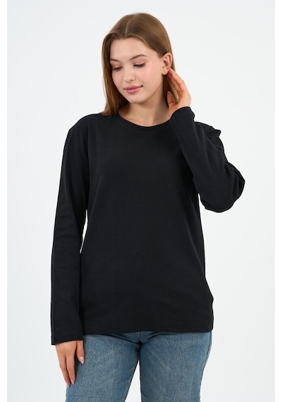 Alexander Gardi Bisiklet Yaka Basic Likralı Sweatshırt Wk25512-wn Siyah