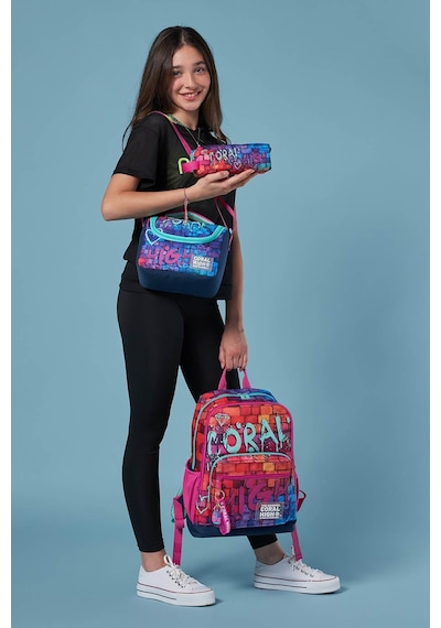 Coral High Pembe Lacivert Grafiti Yazılı 3 Lü Okul Çanta Seti Set0123629