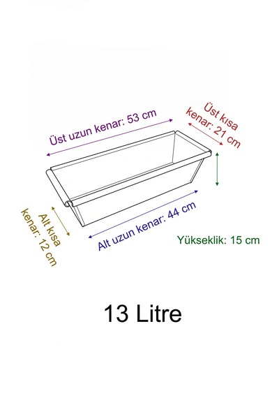 Metal Dikdörtgen Balkon Saksılığı - 53 Cm Paslanmaz Galvaniz Dekoratif Yatay Çiçeklik Antrasit