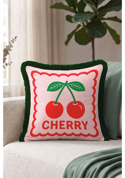 Cherry Temalı Pop Art Retro Saçaklı Yastık Kılıfı-meyve Figürlü Bohem Pembe Püsküllü Kırlent Kılıfı Serin Esinti Halo Cherry Temalı Pop Art Retro Saçaklı Yastık Kılıfı-meyve Figürlü Bohem Pembe Püsküllü Kırlent Kılıfı Serin Esinti Halo