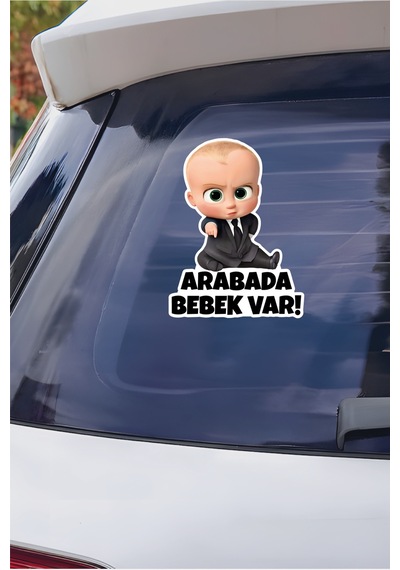 Patron Bebek Arabada Bebek Var Sticker 15x20 Cm Su Geçirmez Yüksek Çözünürlüklü Araba Sticker