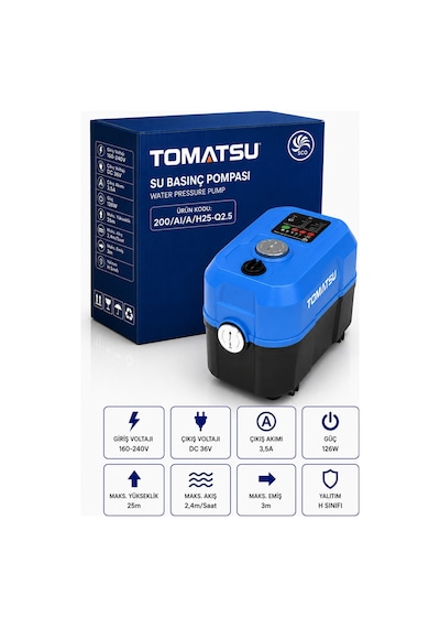 Tomatsu H20q2 2 Kat 2 Daire Akıllı Su Basınçlandırma Otomatik Hidrofor 20 Metre Basma - Sıcak Ve Soğuk Suya Uygun