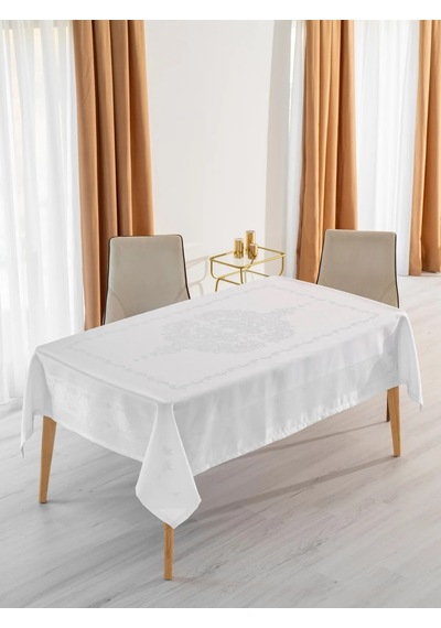 Jumbo Jakar Beyaz Sıvı Geçirmez Kumaş Pano Masa Örtüsü 160x220