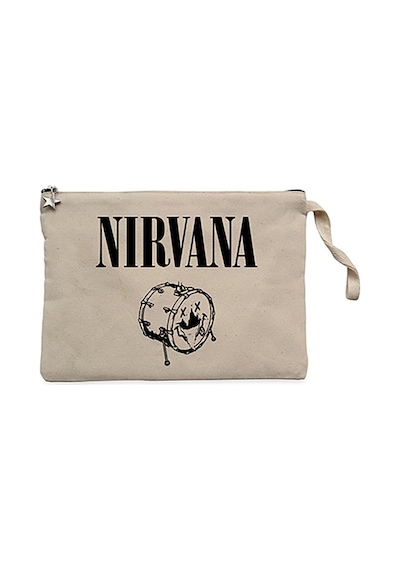 Nirvana Logo Classic Krem Clutch Astarlı Cüzdan / El Çantası Krem