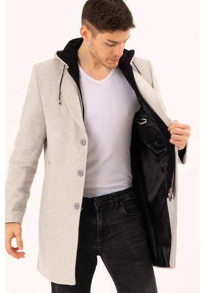 Plt8376 Dewberry Erkek Palto-Desenli Bej-Desenli Bej