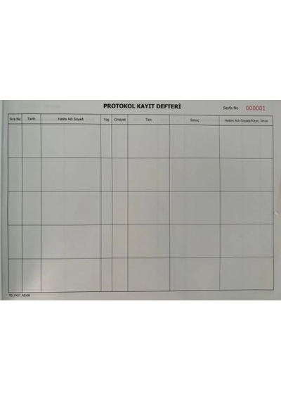 Hasta Kayıt Protokol Defteri 100 Yaprak