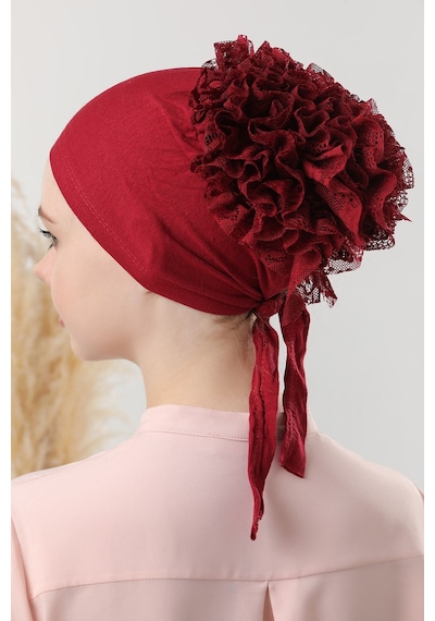 Melodi Scarf Tesettür Fırfırlı Bone Bordo Bordo Melodi Scarf Tesettür Fırfırlı Bone Bordo Bordo