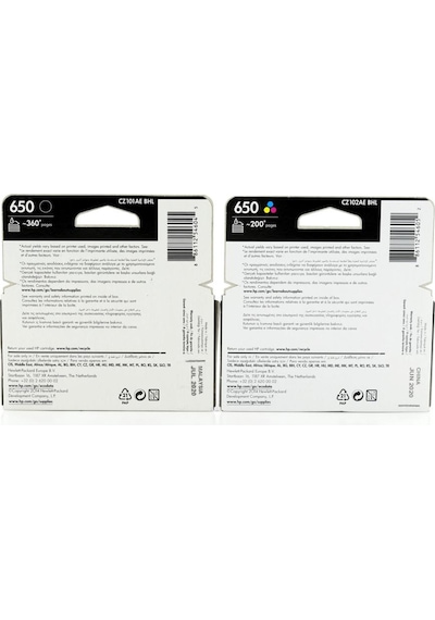 Hp 650 Cz101A / Cz102A Set Kartuş  Paket