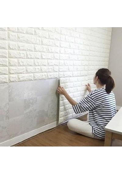 3d Tuğla Desenli Kendinden Yapışkanlı Duvar Paneli 58x38 Cm Çok Renkli