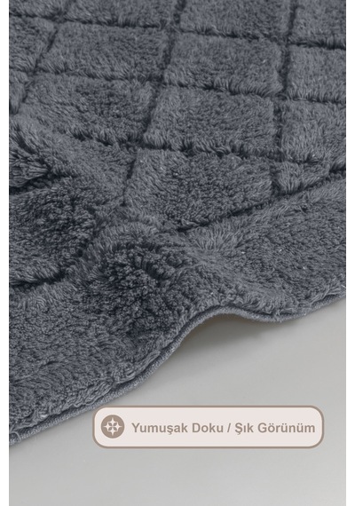 Elart Frio Banyo Halısı Paspas Takımı Pamuklu 2 Adet 60x100 Cm Antrasit Antrasit