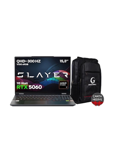 Game Garaj Slayer SR7T-5060-C2 R7-255 32 GB 1 TB SSD RTX5060 15.3" Free Dos Dizüstü Bilgisayar