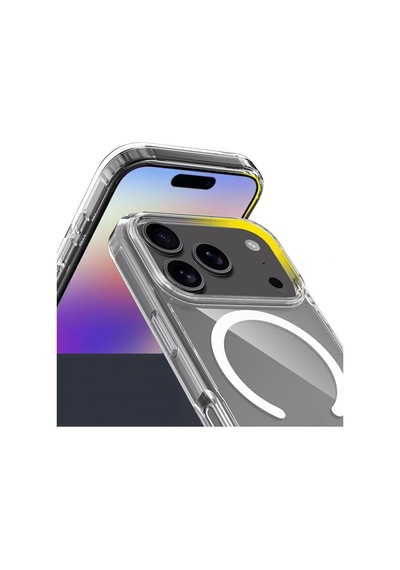 Apple Uyumlu iPhone 17 Pro Kılıf M-safe Şarj Özellikli Şeffaf Sert Pc Zore Embos Kapak Seffaf