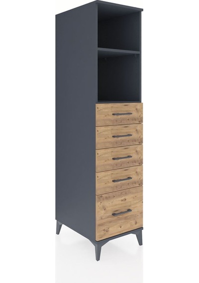 Kronos Dolap 2 Raflı 5 Çekmeceli 44x59x182 Antrasit-çam Antrasit