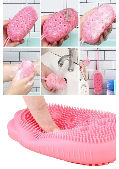 Buççin Online Mağaza Else Silikon Banyo Kesesi Katı Sabun Hazneli Süngerli Silikon Sırt Vücut Keseleme Fırçası Silikon Pe Çok Renkli