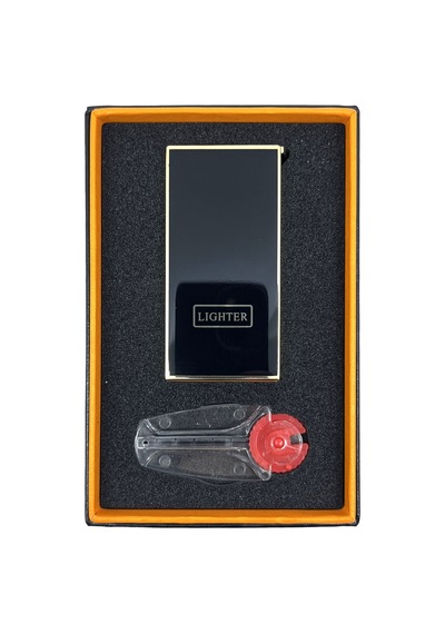Lighter Klasik Metal Gazlı Çakmak Altın & Siyah Tasarım Taşlı Çakmak, Yedek Çakmak Taşı Ve Özel Hediyelik Kutulu