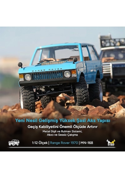 Mn Model Mn168 1/12 Range Rover Classic 1970 4wd Crawler Offroad Uzaktan Kumandalı Araba Arazi Aracı Rc Model Car Truck Rtr Açık Mavi Mn-168 +dahili Işık Seti