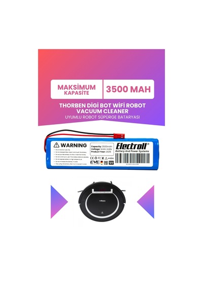 Thorben Digi Bot Wifi Robot Vacuum Cleaner Uyumlu Batarya Maksimum Kapasite 3500mah Batarya