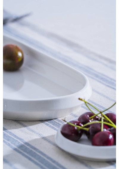 Acar Rumi Oval Tabak - 32 Cm Beyaz
