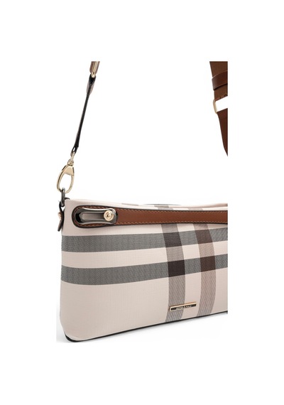 Silver & Polo Silver Polo Krem - Taba Ekose Kadın Çapraz Çanta Sp1288