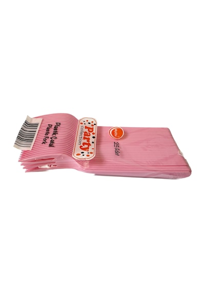 Plastik Çatal Pembe Renkli Lüx Parti Piknik Davet Doğum Günü Çatalı - 18 Cm. - 25 Adetlik 5 Paket