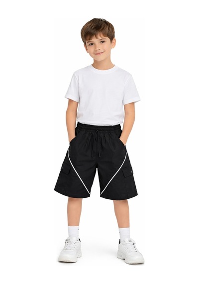 İrem Erkek Çocuk /kız Çocuk Kargo Cepli Beli Lastikli Paraşüt Kumaş Oversize Siyah Renk Şort İrem Erkek Çocuk /kız Çocuk Kargo Cepli Beli Lastikli Paraşüt Kumaş Oversize Siyah Renk Şort