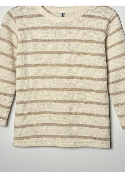 Nanica Kids Erkek Çocuk Çizgili Örme Uzun Kol T-shirt-15732 Bej