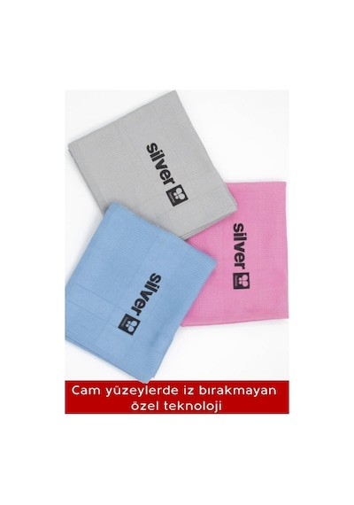 Silver Home Mikrofiber Dekoratif Cam Bezi Pk : 3 Adet Bezler 42 x 68 CM