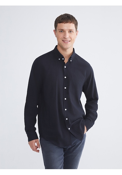 Lcwaıkıkı Classic Lacivert Regular Fit Uzun Kollu Erkek Dokulu Gömlek