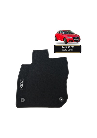 Oto Halı Paspas Seti Audi A1 8x 2010 2018 Uyumlu - Siyah Logolu Kaymaz & Şık Tasarım