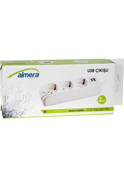Almera Usbli 3lü Topraklı Priz 2 Mt.