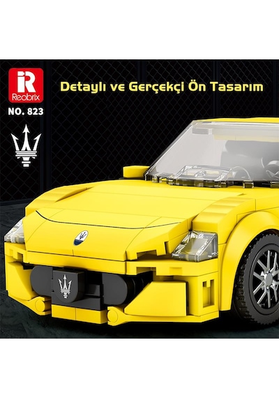Reobrix Technic 823 1/24 Granturismo Maserati Sarı Spor Araba Yaratıcı Yapı Blok Seti Building Blocks - 384 Parça