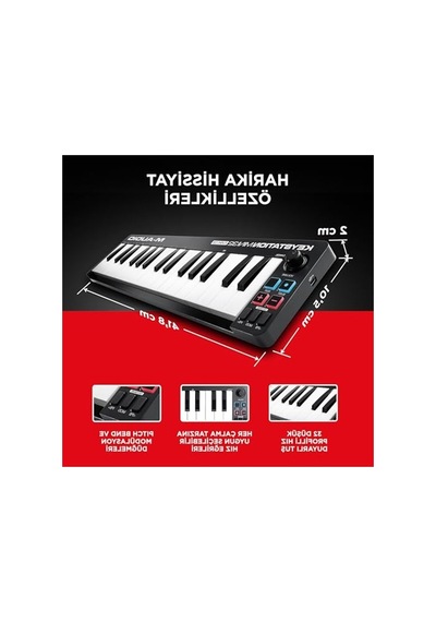 2As Usb Mıdı Klavye Denetleyici, 32 Hız Duyarlı Mini Tuş İle Açık Antrasit