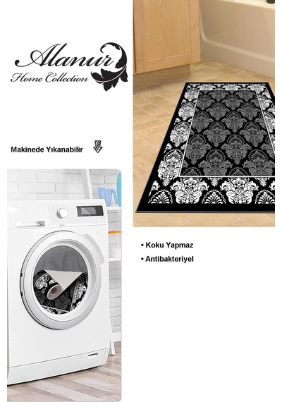 Dekoreko Kaymaz Taban Djt Banyo Halısı Trend Modern 700m Siyah