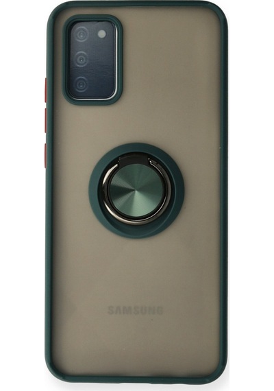 Samsung Galaxy  Uyumlu - A02s Kılıf Montreal Yüzüklü Silikon Kapak - Yeşil