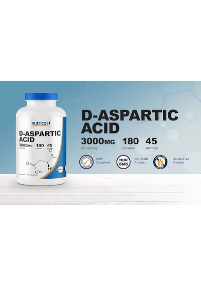 Nutricost Daa D-aspartic Acid Capsules 180 Capsules 3000mg...