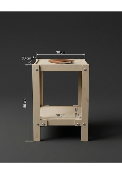 Modern Kare Sehpa , Komidin İle Rafine Düzen 50x30x30 Gri