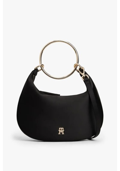 Tommy Hilfiger Kadın Bright Bracelet Hobo Metal Halka Saplı Saten Omuz Çantası - Siyah Çok Renkli