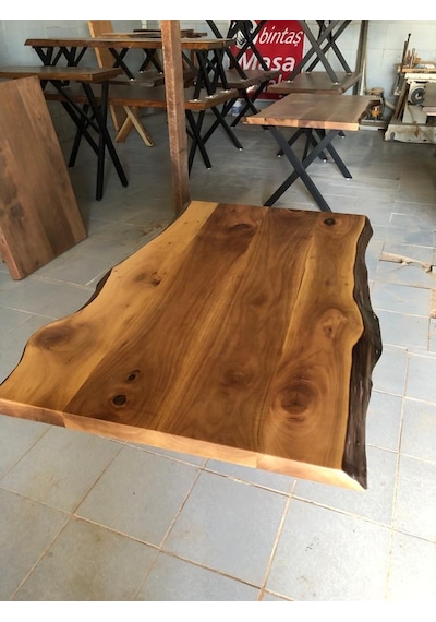 Bintaşmobilya Doğal Ceviz Ağacı Kütük Masa Üstü Tablası 130X85.Cm