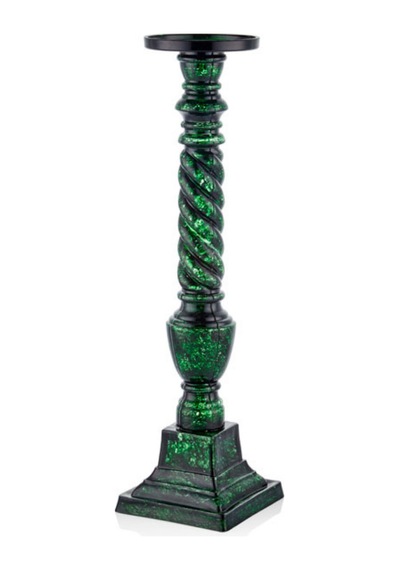 Lamedore Helıx Large Green Glass Candle Holder 15x15x54 Cm Yeşil