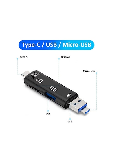 5in1 Otg Kart Okuyucu Usb 2.0 - Type-c - Micro Usb - Micro Sd/tf