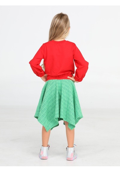 Casabony Snow Cute Kız Çocuk Etek + Sweatshirt Takım-kırmızı Kırmızı