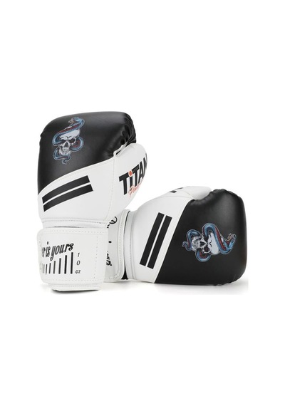 Titan Sport Siyah Beyaz Yılan Kurukafa Desenli Boks Eldiveni Çok Renkli