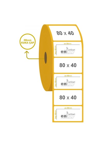 80MM X 40MM Kuşe Etiket 1000'Li 10 Rulo