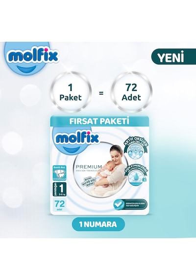 Molfix Premium Fırsat Paketi 1 Beden 72 Adet 1 Numara