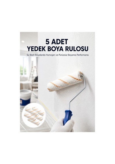 5 Li Mini Rulo Boya Seti Duvar Tavan Emülsiyon Uygulama Mariposascrt