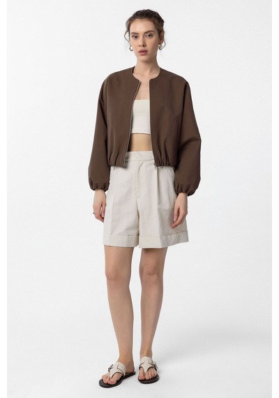 Antioch Crop Kadın Bomber Mont Kahve