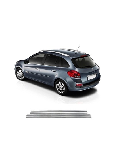 Renault Clio 3 Uyumlu 2006-2011 Krom Cam Çıtası 4 Parça Paslanmaz Çelik
